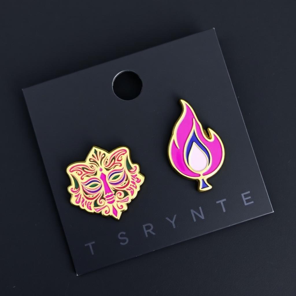 Mask + Flame Enamel Pin Set
